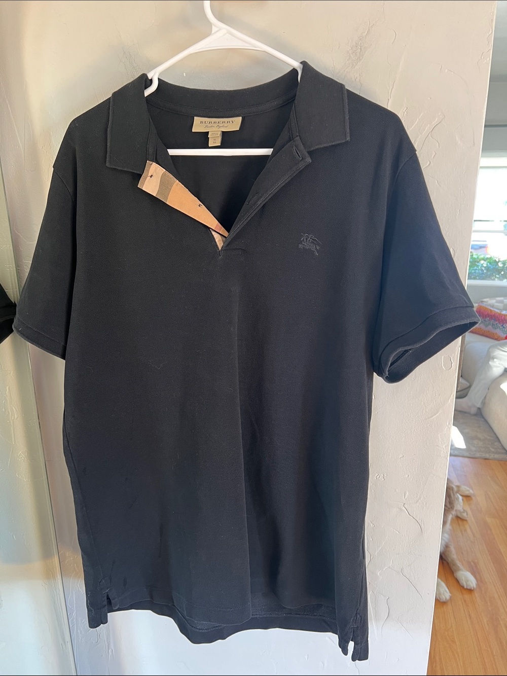 Burberry Black Polo with Signature Check Trim